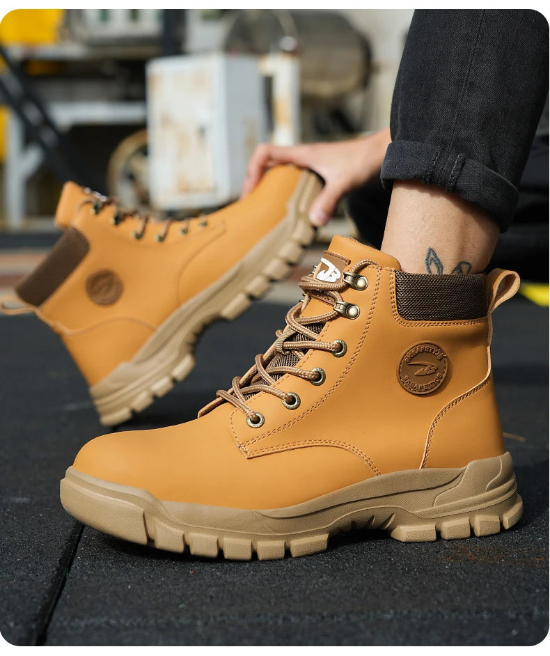 Men Protective Boots Steel Toe Shoes Anti-Smash Anti-Puncture Work Boots Safety Shoes Indestructible Winter Boots Waterproof