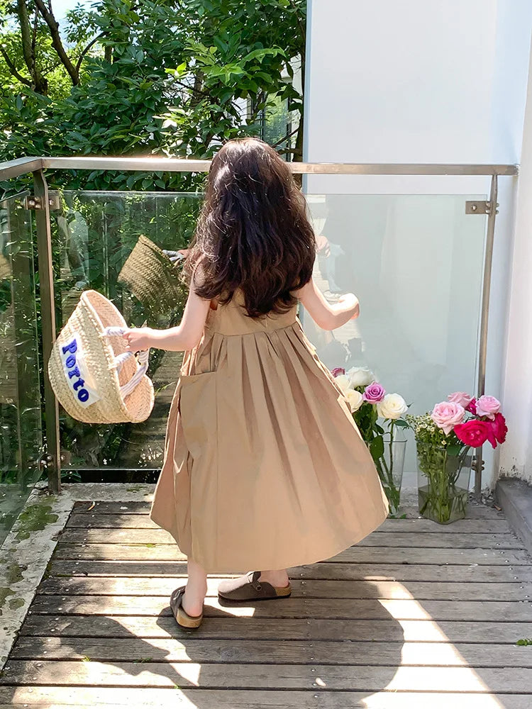 Girls Casual Dresses Girls' Dresses with Large Hemlines Sleeveless Casual Kids Dresses for Girls 2 To 8 Years Princess Dress