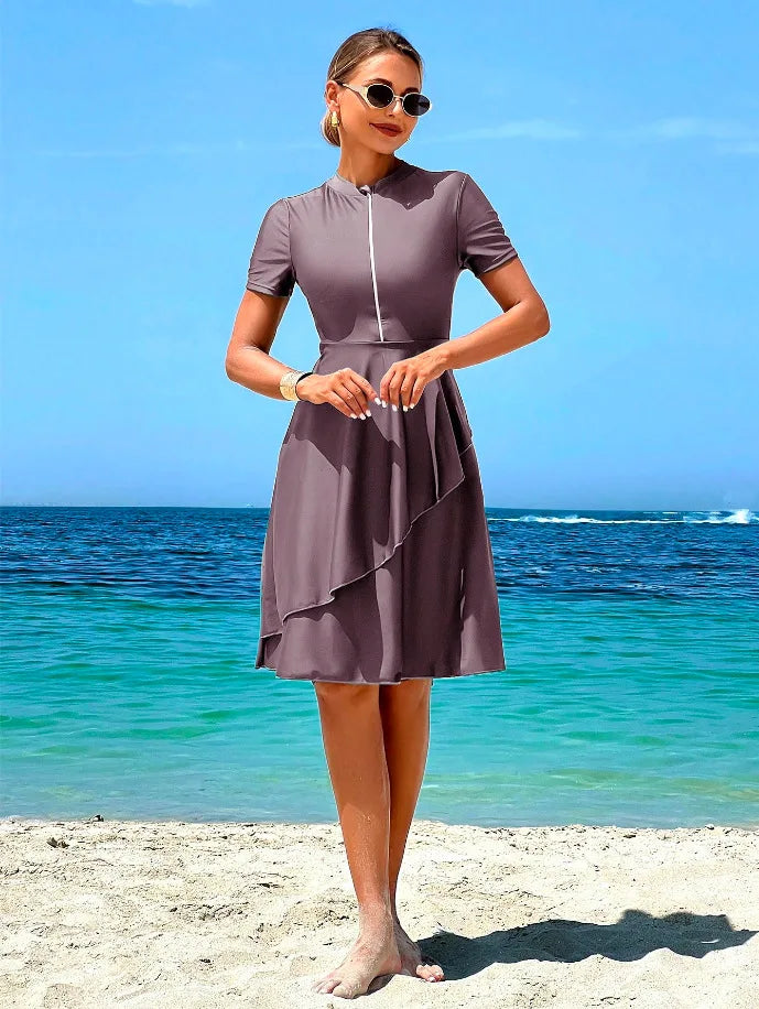 New Cover Ups Sexy Swimsuit Women Summer Bathing Suit Bikini Set Short Sleeve Swimwear Women Beach Swimming Suit For Female