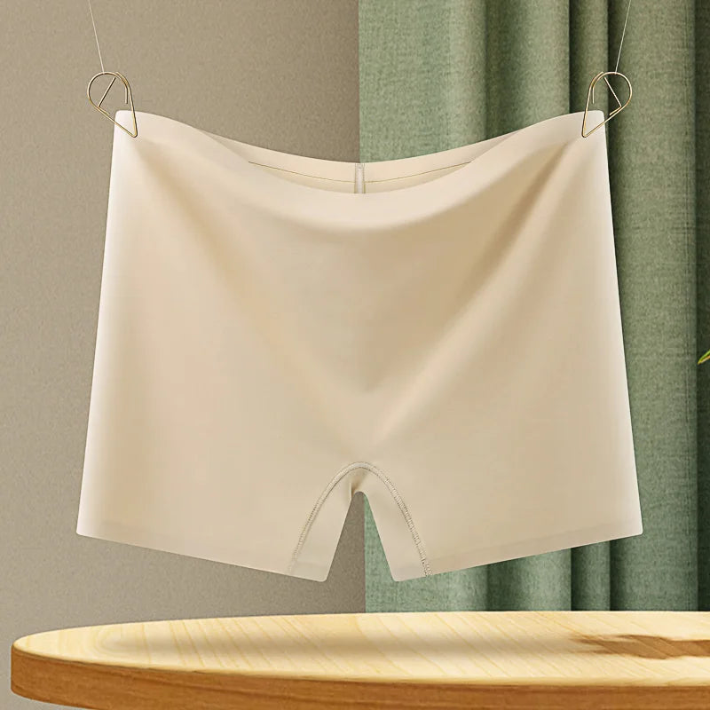 Womens Nylon Ice Silk Seamless Boyshort Underwear Anti-See-Through Breathable Non-Curling Safety Pants