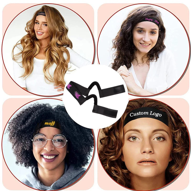 Custom Logo Lace Band With Ear Hanger For Wig Install 5PC 10PC Black Wig Bands To Melt Lace Edge Band With Cut-Outs Ear Not Hurt