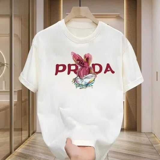 Printed short sleeved T-shirt fashionable men's and women's short sleeved spring and summer tops