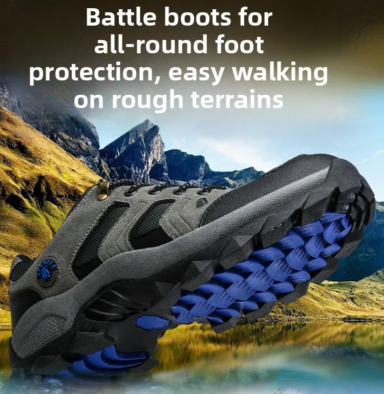 Men's Outdoor Climbing Shoes Breathable Waterproof Sports Hiking Shoes Rubber Outsole Low Cut Lace up Casual Shoes