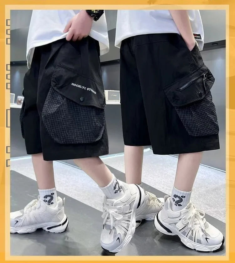 Kids Teenage Casual Baggy Shorts Quick Dry 5 Point Pants Summer Boys Sporty Shorts Pockets Trousers for Kids Clothing