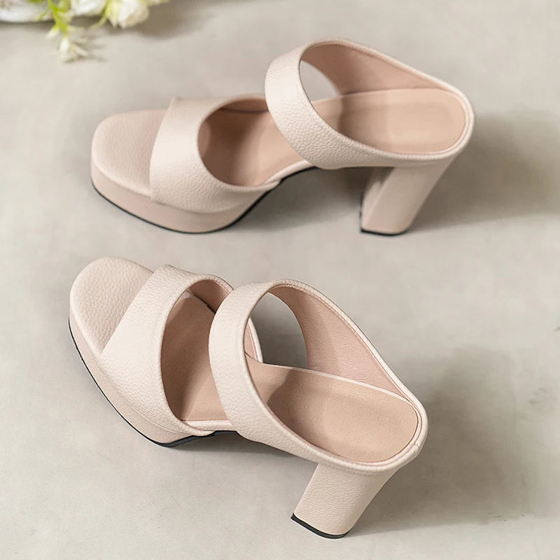 Aphixta Platform Slides 10cm Super High Heels Sandals Summer Woman Shoes Elegant Party Slides Shoes Sexy Outside Heels Size 42