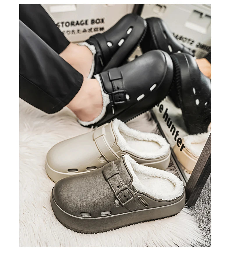 Fashion Women Winter Slippers Warm Fur Indoor Shoes Garden Clogs Couple Casual Shoes Luxury Sandals Comfort Home Soft Slippers