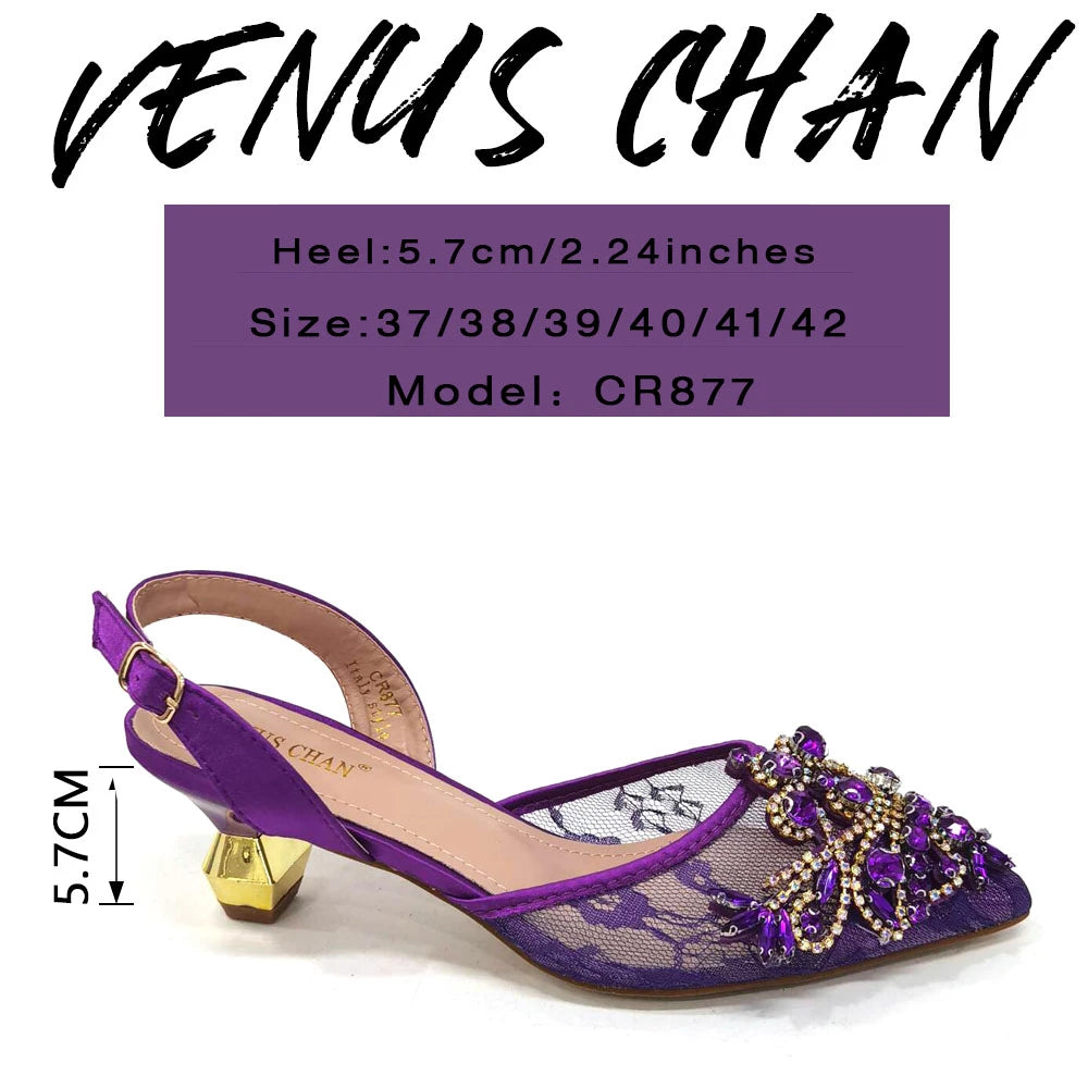 African Fachion Evening Shoes And Matching Bags Italian Design Ladies Diamond Bag High-Heeled Pointed Toe Women's Shoes