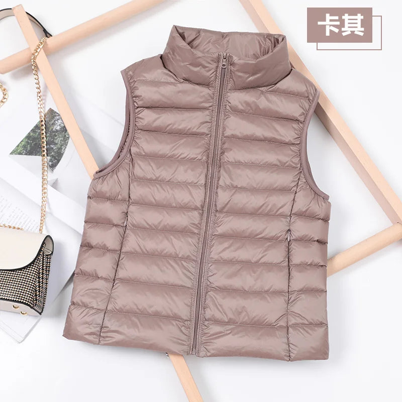 Ultralight Down Vest Women 2026 New Sleeveless Jacket Female White Duck Down Waistcoat Female Warm Puffer Jacket Outwear M-8XL