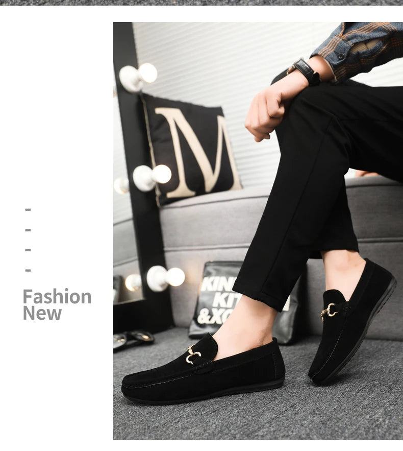 Luxury Brand Fashion Suede Men Casual Shoes Comfort Breathable Slip-on Mens Driving Shoes Men Loafers Mens Lazy Shoes Moccasins