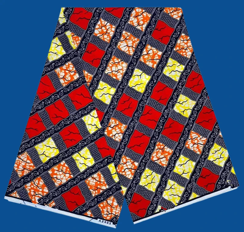 2025 Fashion Veritable African Wax Pagne Wax  100% Cotton Batik Tissu Wax Loincltoh Nigerial Dress 6yards for Sewing YG5-110-1