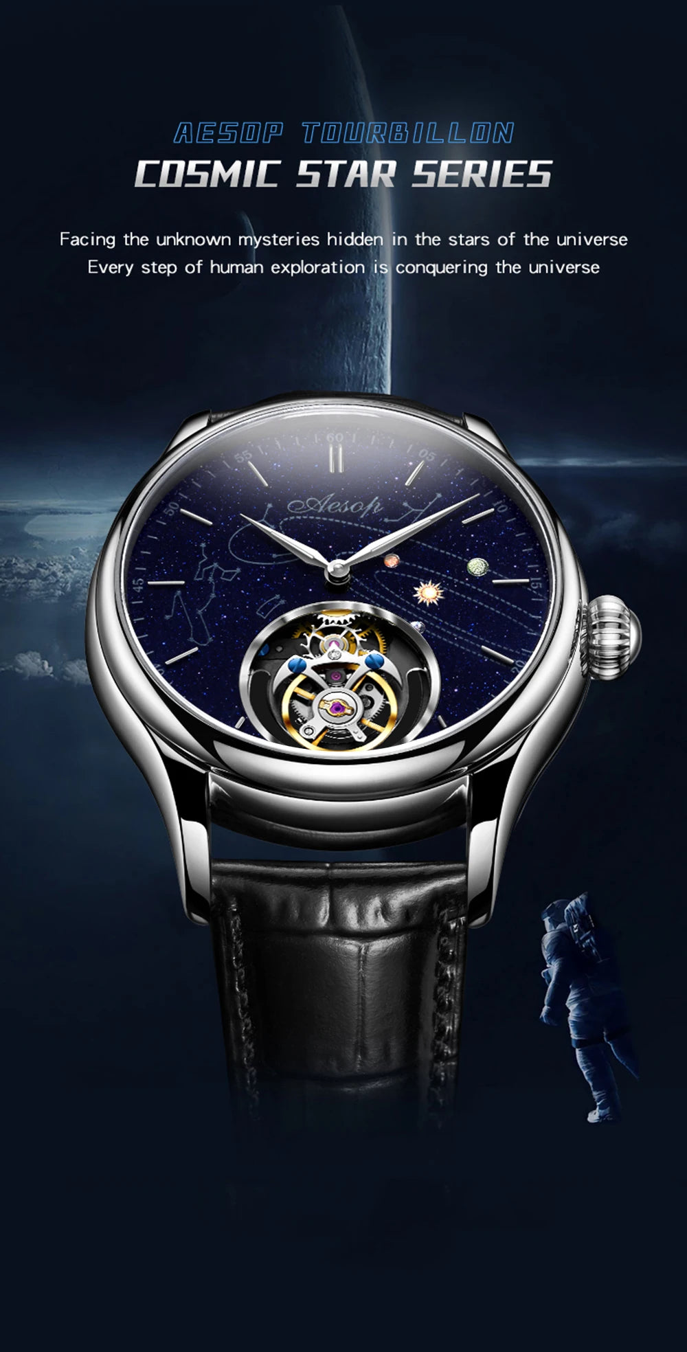 AESOP Flying Tourbillon Skeleton Mechanical Luxury Watches Waterproof Wristwatches Watch Brand For Men Movement Sapphire 2023