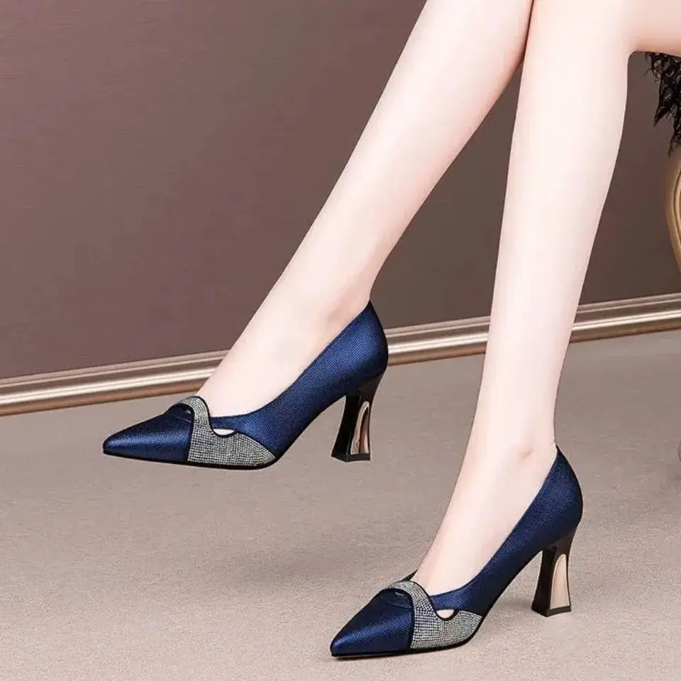 Cresfimix Sapatos Femininas Women Cute Pointed Toe High Quality Wine Red Patent Leather Slip on Square Heel Office Shoes A1139