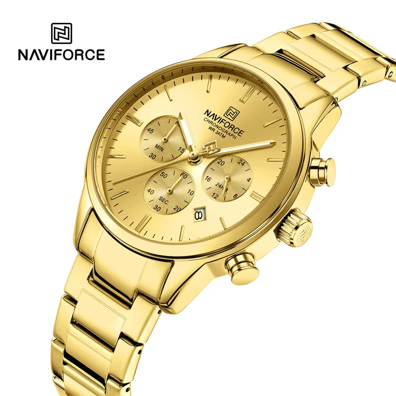 NAVIFORCE New Style Sporty 3ATM Waterproof Shockproof Stainless Strap  Man's Wristwatch Luxury Fashion Quartz Watches Men‘s Gift