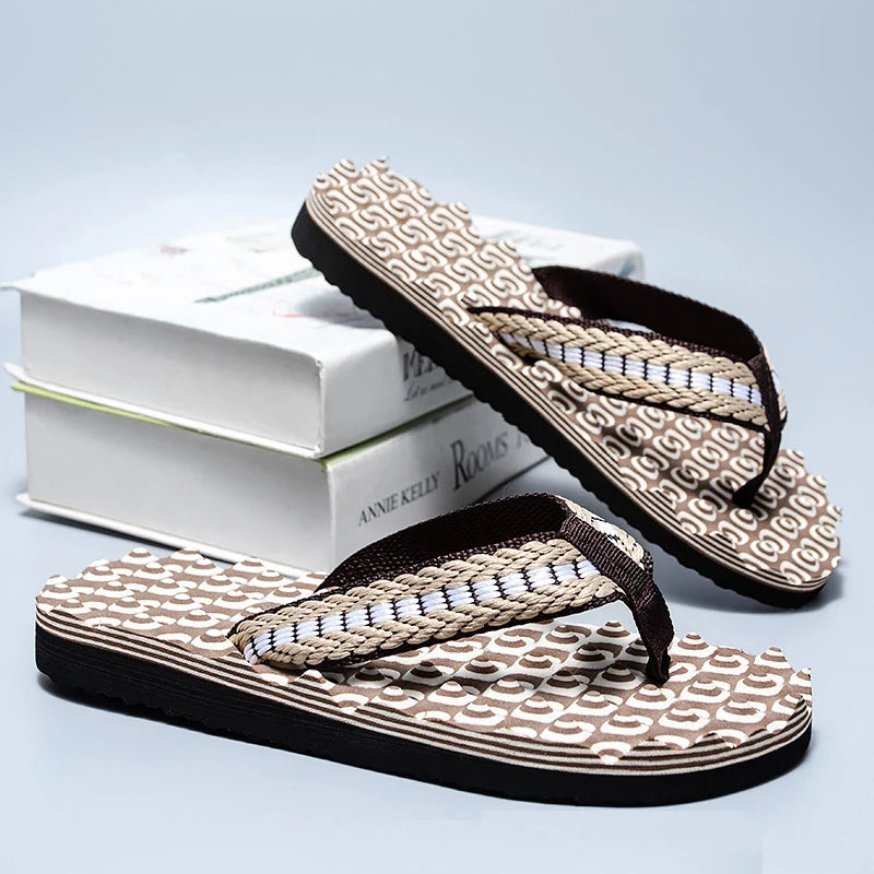 Casual Slippers For Men Flip Flops Beach Sandals Summer Non-Slip Flat Slides Men Slippers Indoor House Shoes Male Slipper Man