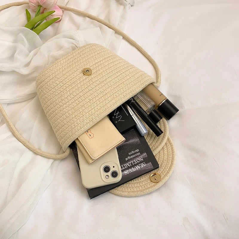 Popular Hand-woven Bags for 2025 Summer, Versatile Single-shoulder Crossbody Bags, Ins Beach Vacation Bags