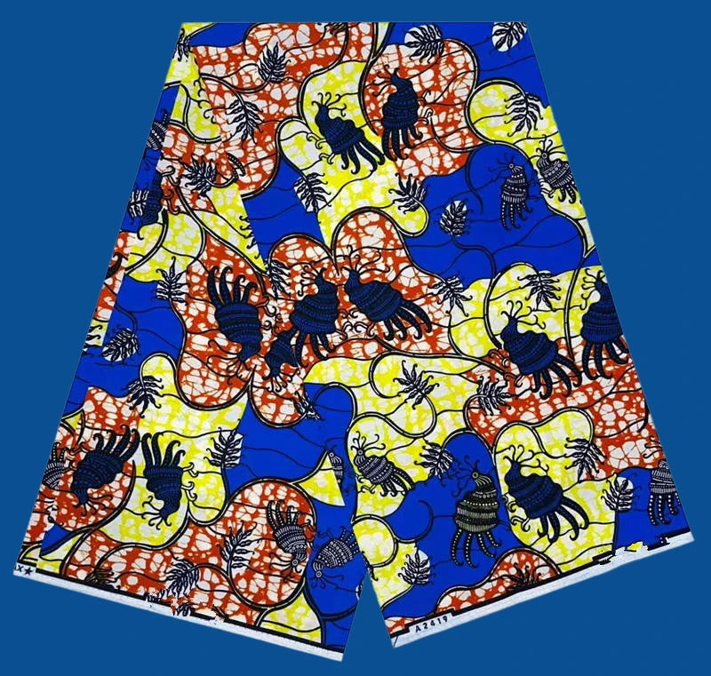 2025 Fashion Veritable African Wax Pagne Wax  100% Cotton Batik Tissu Wax Loincltoh Nigerial Dress 6yards for Sewing YG5-110-1