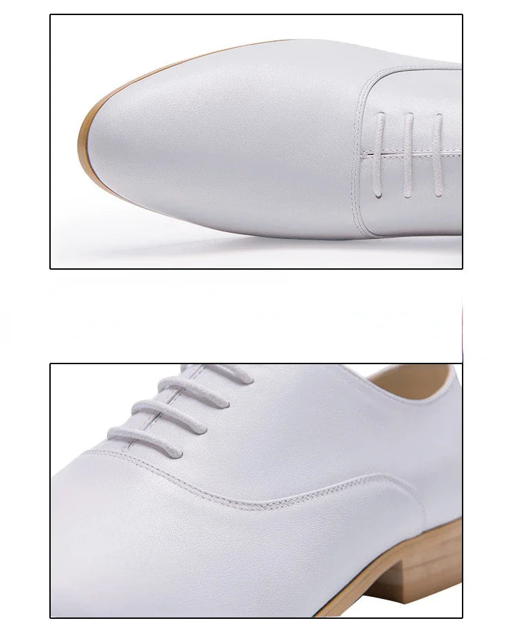 Luxury White Wedding Shoes for Men Genuine Leather 2026 Handmade Designer Brand Fashion Autumn Quality Formal Social Shoes Man