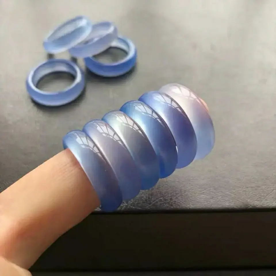 Natural chalcedony agate ring Chinese Vintage Rings for women's fashion ring fashion jewelry couple ring gift Charm Jewelry