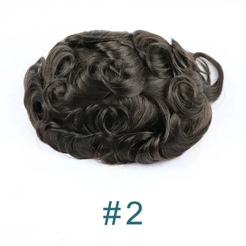 0.02mm Super Ultra Thin Skin 80% Density Natural Hairline Men Toupee Blonde Brown Grey Human Hair Undetected Capillary Prosthesi