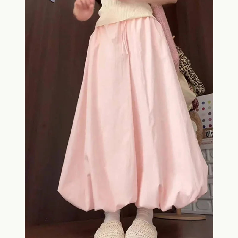 Women Loose Lazy Pants Skirt High Waisted Casual Yellow Bloomers Trousers Korean Fashion Preppy Hip Hop Dance Wide Leg Pants