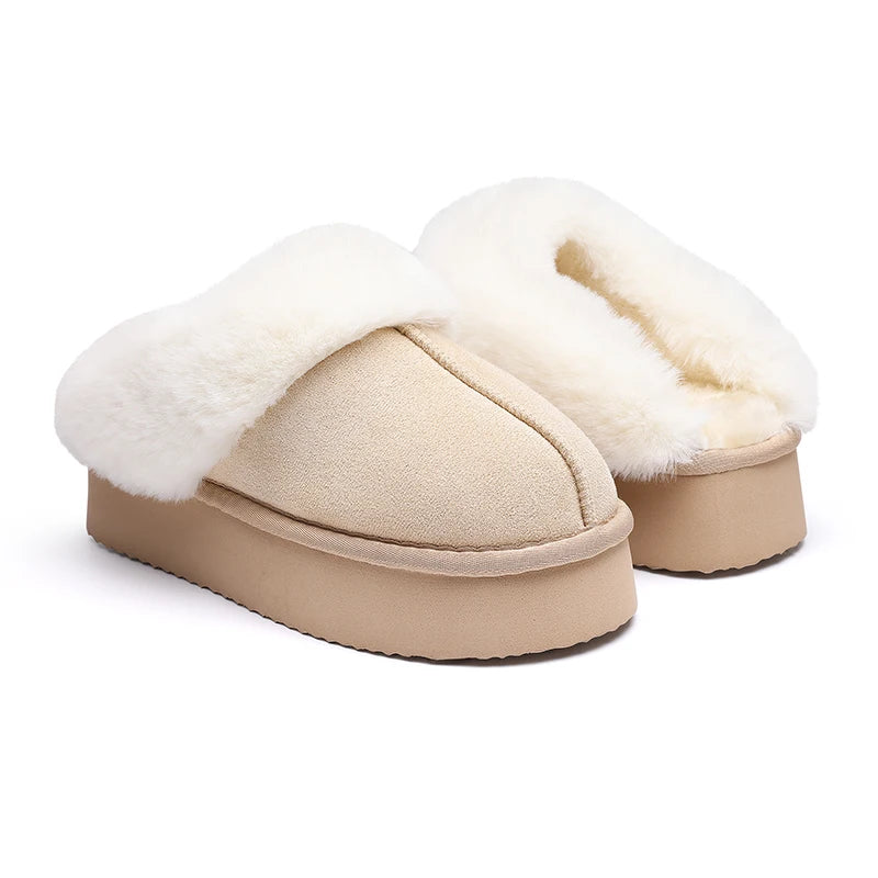 Smile Winter Fluffy Women Fuzzy Slippers Warm Short Plush Non-slip Cozy Soft Cotton Slippers  Indoor Fleece Lined Fur Slippers