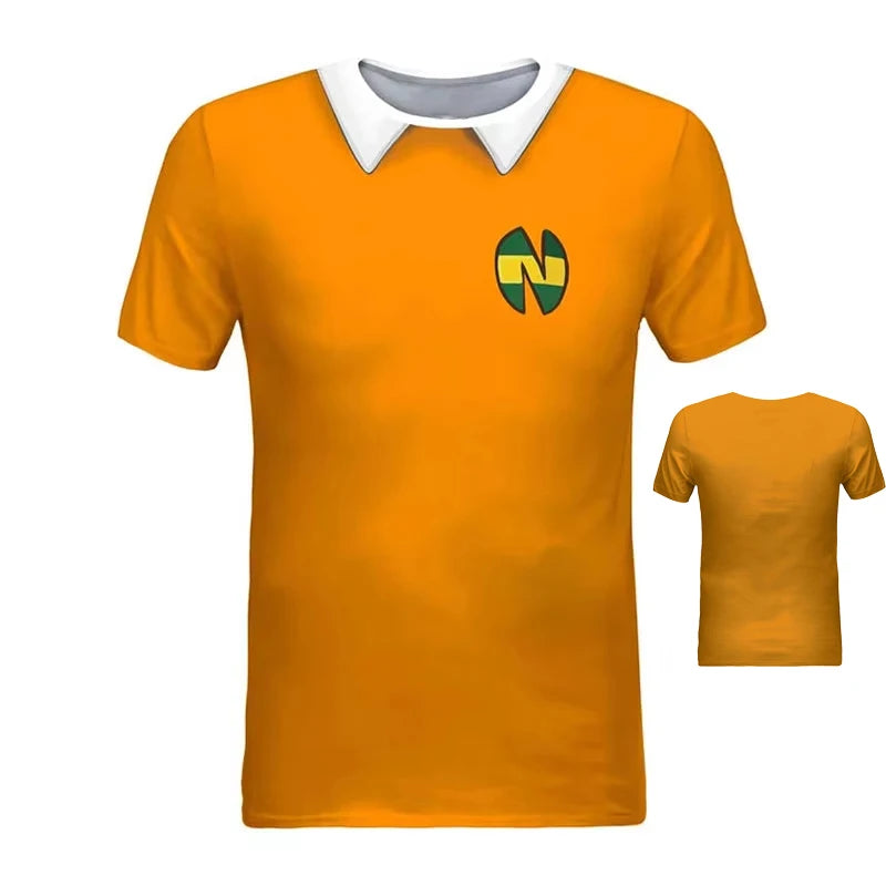 Captain Tsubasa Nankatsu School Soccer Jersey Benji Price T-Shirt Ozora Tsubasa Cosplay Orange Football Shirt