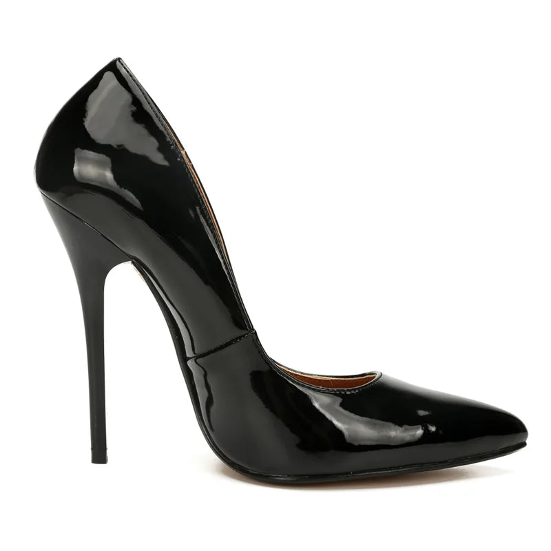 Sexy Extreme High Heels Pumps Women Shoes Large Size 45 Point toe Black Red Heeled Autumn Office Party Wedding Shoes Female