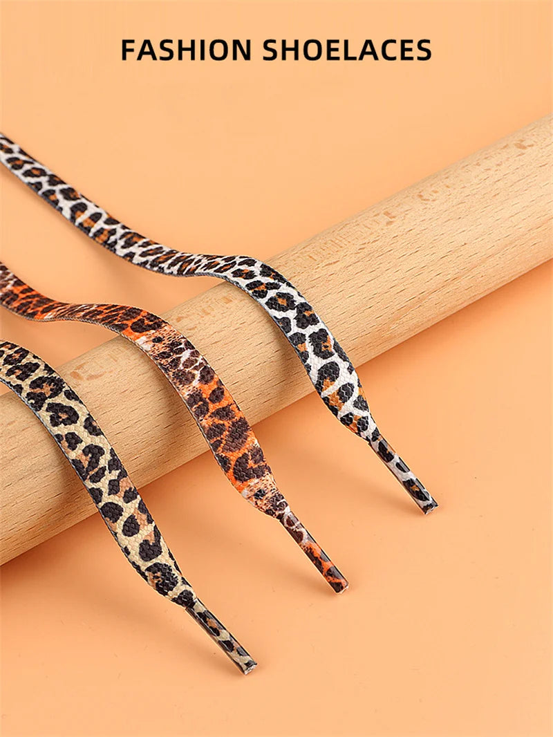 1Pair 80/120/160CM Classic Leopard Patten Print Shoelace Creative Unisex Trainers Canvas Shoe Lace Flat Shoelaces Shoes Strings