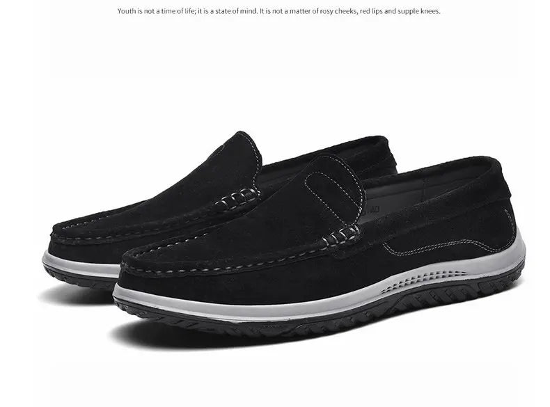 Men's Suede Casual Leather Shoes Fashionable Breathable Comfortable Driving Shoes Men Shoes