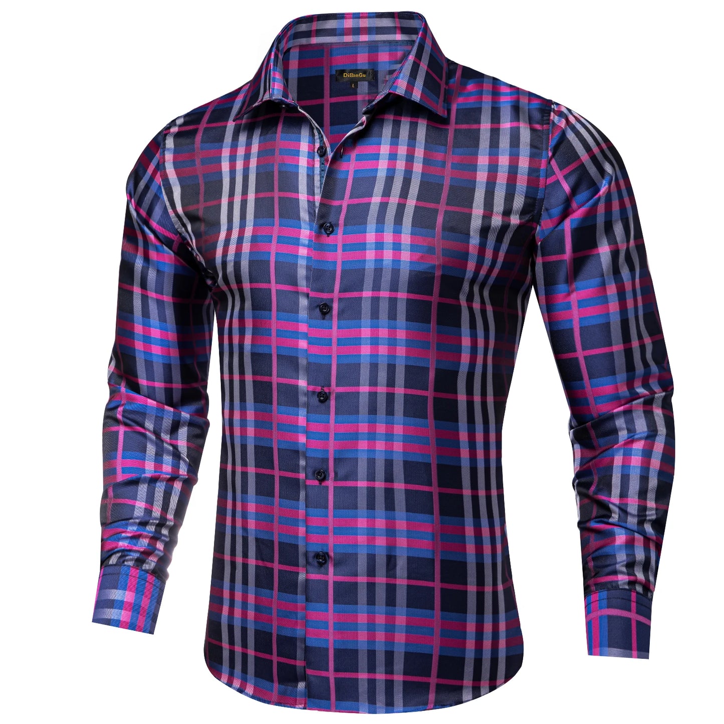 Luxury Purple Paisley Polyester Shirts for Men Long Sleeve Wedding Prom Men Clothing Button Down Collar Social Dress Shirt
