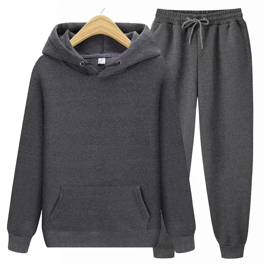 2026 men's autumn and winter casual two-piece hooded sweatshirt and pocket pants regular fit outdoor sports set BAZAARHUBO
