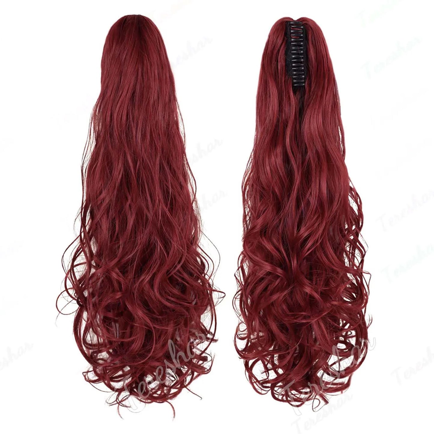 Tereshar Synthetic Ponytail Extension Claw Ponytail Extension Wavy Curly pony tails hair extensions Fake Hair Pieces for Women