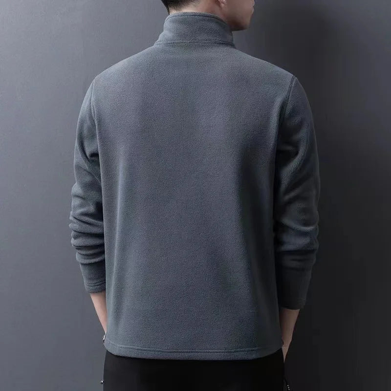 Men's insulation Polo Shirts 2026 Autumn Winter Standing Neck Half Zip Long Sleeve Fashion Versatile Sweatshirt Tees thicken Top BAZAARHUBO