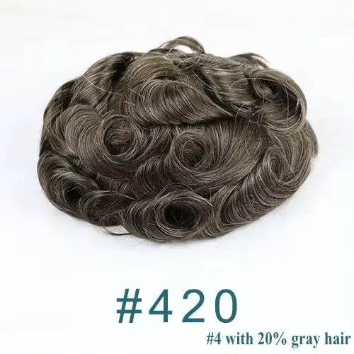 80%Density Natural Hairline 0.02mm Ultra Thin Skin Invisible Mens Toupee Brown Blonde Grey Human Hair Capillary Prosthesi System
