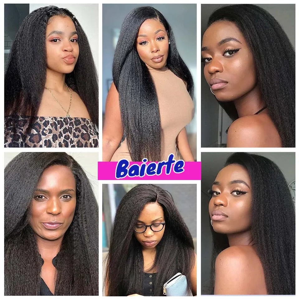 8-40 Kinky Straight Human Hair Bundles Coarse Yaki Weave Bundles Brazilian Raw Human Hair Extensions Sale for Women Double Weft