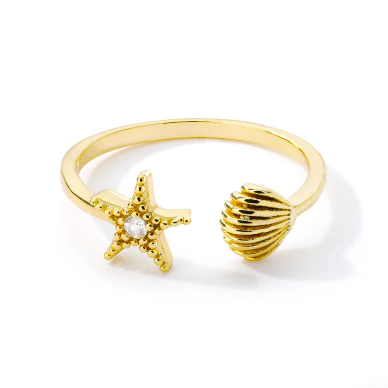 Zircon Moon Star Rings For Women Stainless Steel Glowing Moon Star Adjustable Finger Ring Aesthetic Wedding Jewelery Gift Femme
