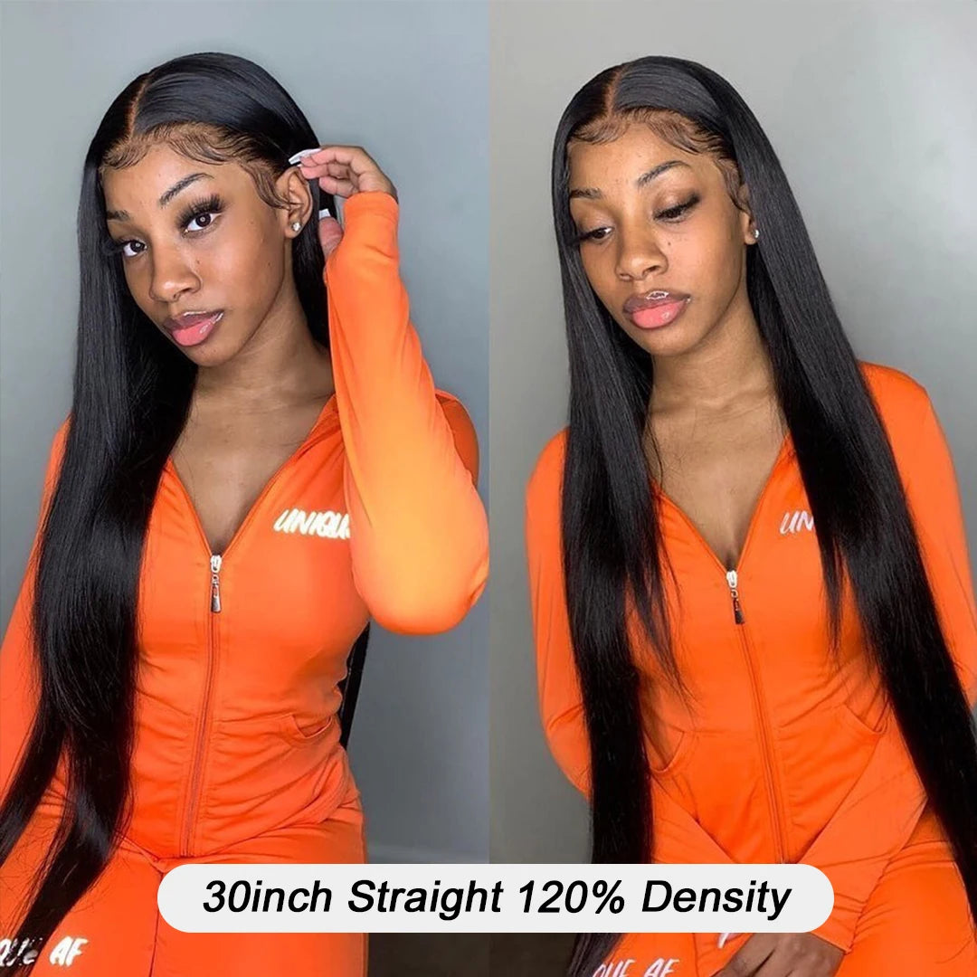 Peruvian Bone Straight Human Hair Wigs 13x4 Full Transparent Lace Frontal Wigs for Women Lace Front Human Hair Wigs Pre Plucked