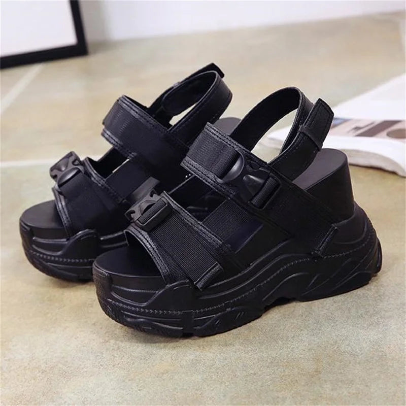 High Heels Sandals Women Shoes New Summer Wedges Height Increasing 11cm Ladies Sandal Platform Chunky Shoes Sandalias Mujer