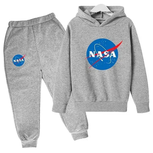 Casual Spring Autumn 2pcs Hoodie+jogging Pants Kids NASA Fashion Tracksuits 3-13 Years Boys Girls Trend Outfits Children Clothes
