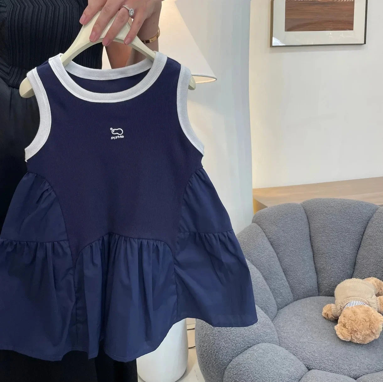 New Korean Kids Dresses for Girls Cute Casual Tank Dress Baby Girls Kawaii 2025 Summer Dress Toddler Girl A-line Dress 2-8y