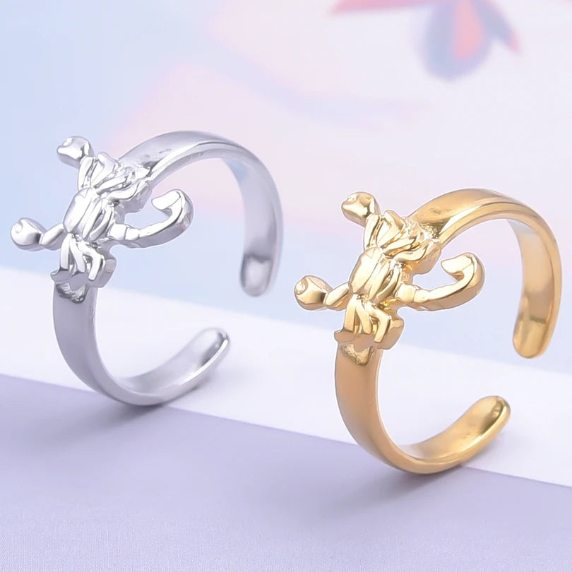 Fashion 5pcs/lot Marine Jewelry Sea Animals Conch Starfish Shell Rings Stainless Steel Rings Jellyfish Scallop Oceans Women Gift