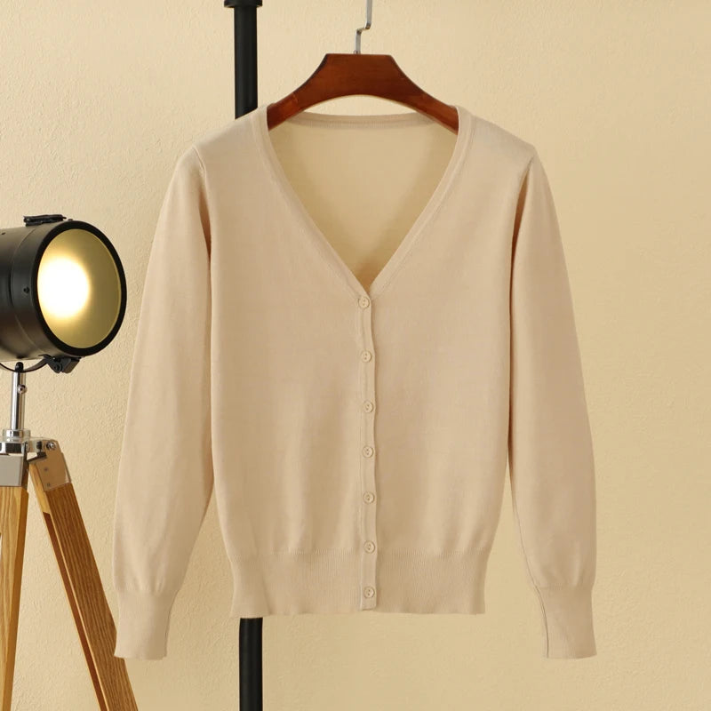 Korean Fashion Black Cropped Blouses Cardigan Female Clothing Sweaters Jersey Long Sleeve Top Women's Coat Spring 2025 Style
