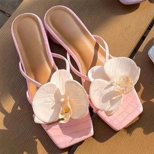 Women Sandals 2025 New Shallow Sandals Casual Fashionable High Quality Shoes for Women Elegant Flowers Designer Women Sandals
