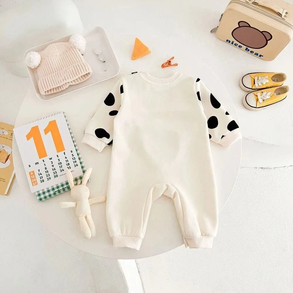 Kids Fashion Long Pants Cow Baby Romper Casual Outfit Infant False Two-pieces Jumpsuit Soft Cotton Newborn Jumpsuit Boy Girl