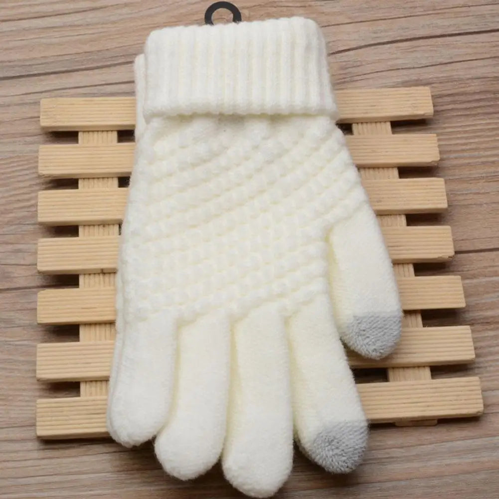 Women Men Warm Winter Touch Screen Gloves Stretch Classical Knit Mittens Wool Full Finger Outdoor Cycling Driving Glove BAZAARHUBO