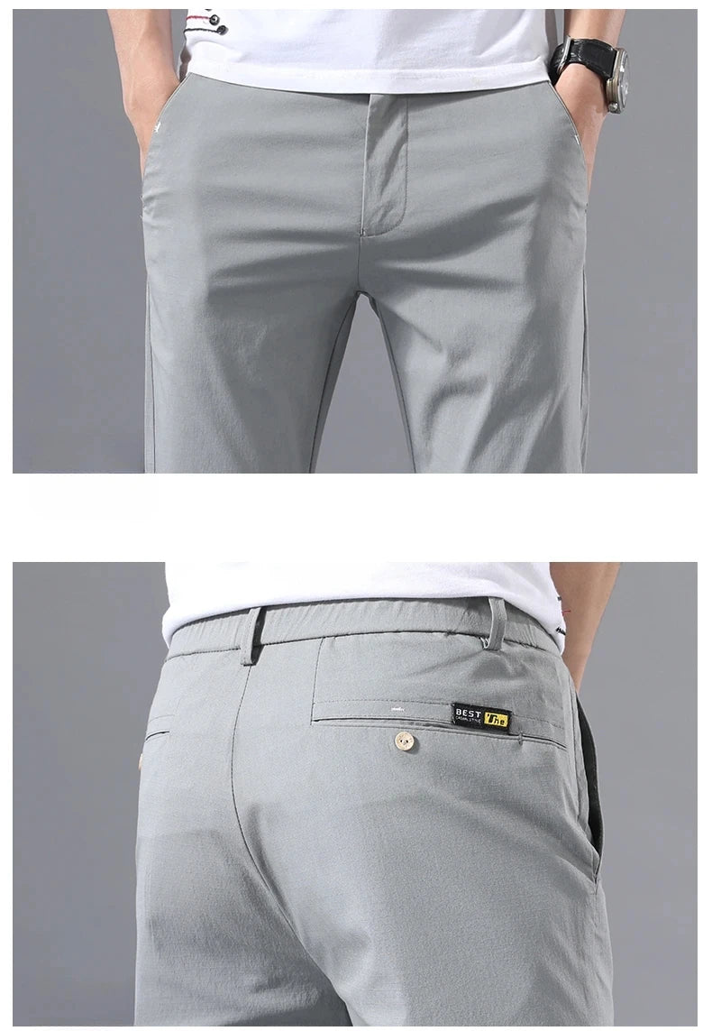 2025 Spring Autumn Thin Slim Men Casual Pants Classic Business Cotton Stretch Golf Trousers Korean Fashion Male Clothing Pants