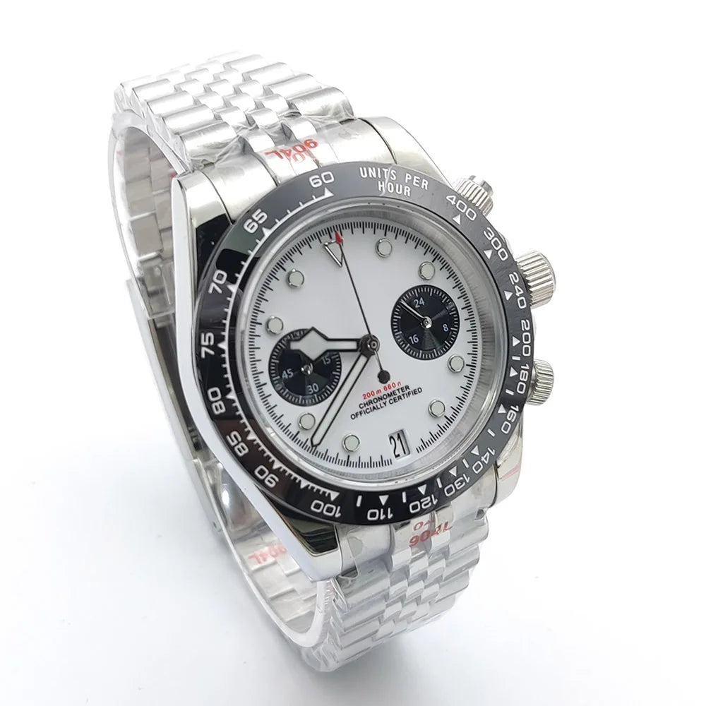 39mm VK64 Quartz Chronograph Men's Watch Sapphire Glass Waterproof Sport quartz watches Stainless Steel Strap Reloj Hombre