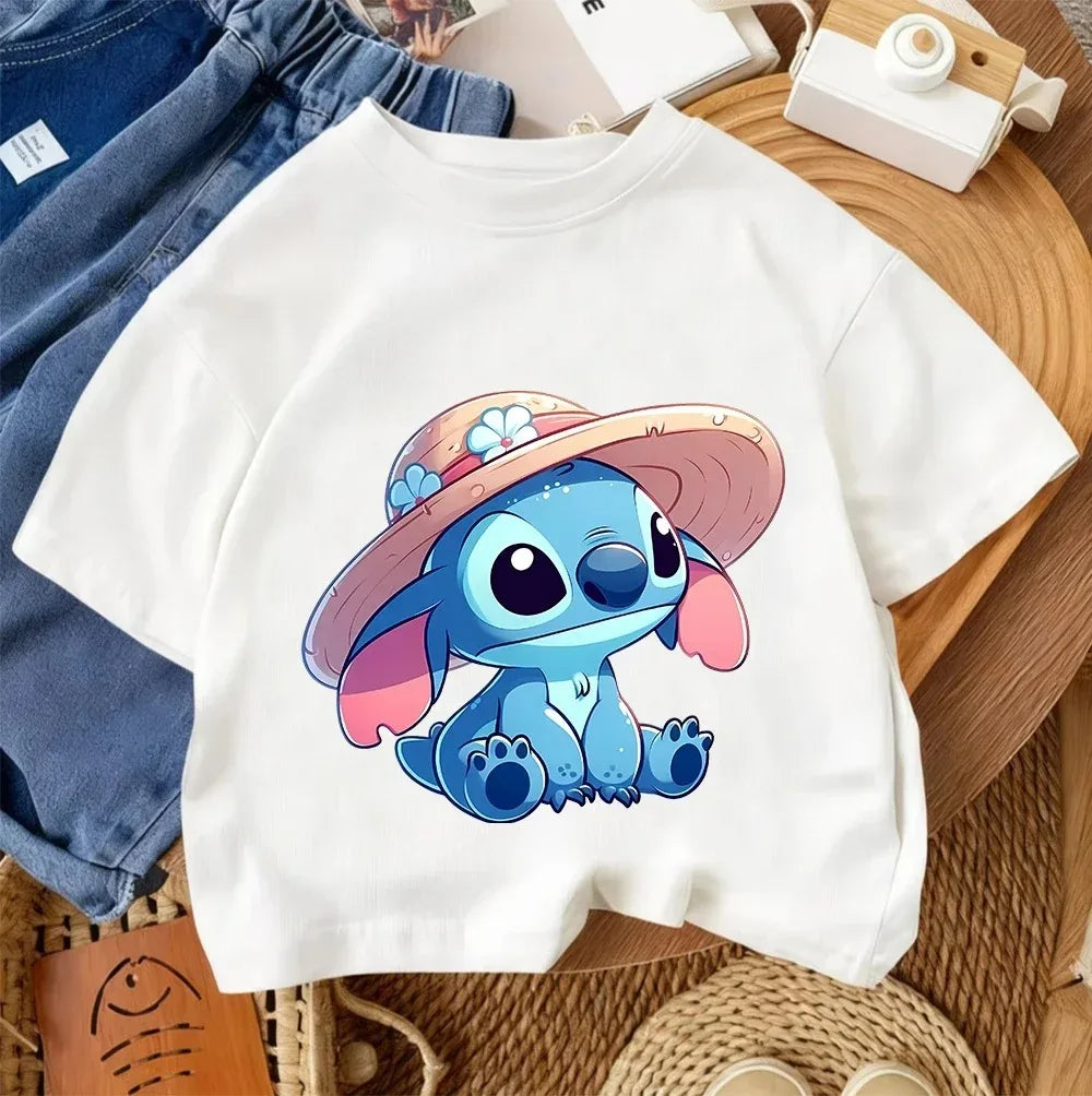 Casual everyday T-shirt for children,T-shirt with Kawaii cartoon print, summer urban fashion set for boys and girls aged 3 to 14