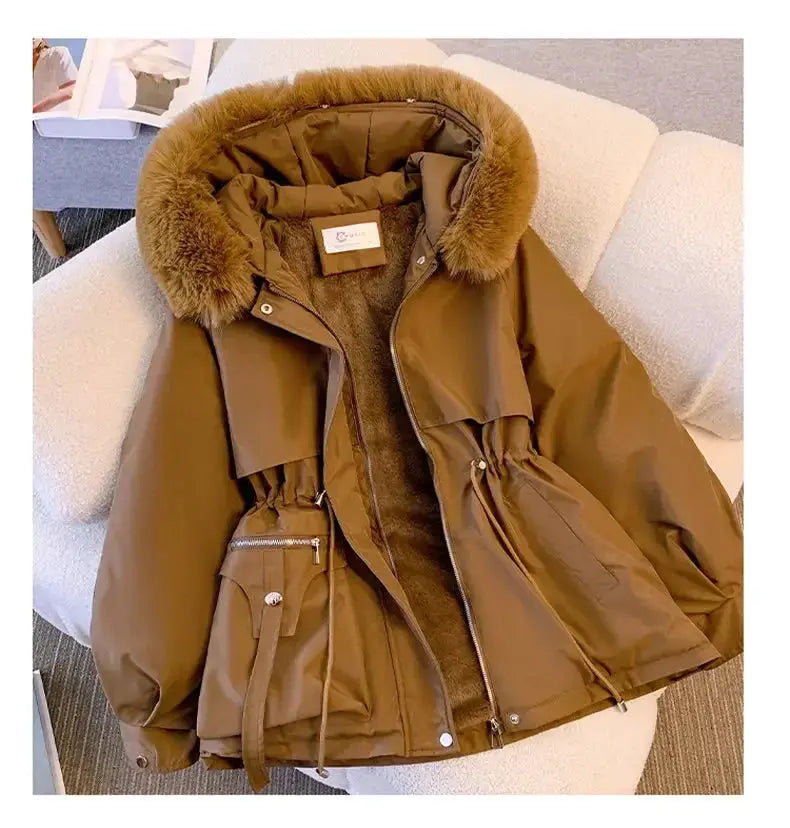 Detachable Pai Overcomes Women's Winter 2026 New Casual Down Cotton Thicken Hooded Coat Female loose Warm Wool Overcoat BAZAARHUBO