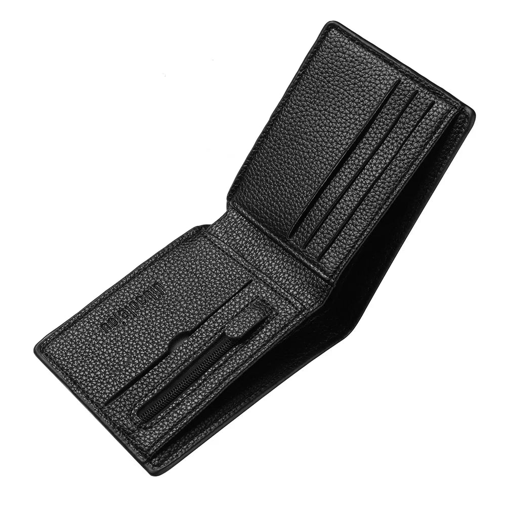 Men's Short Wallet PU Leather Mini Pattern with Multiple Card Slots And Zipper Coin Pocket